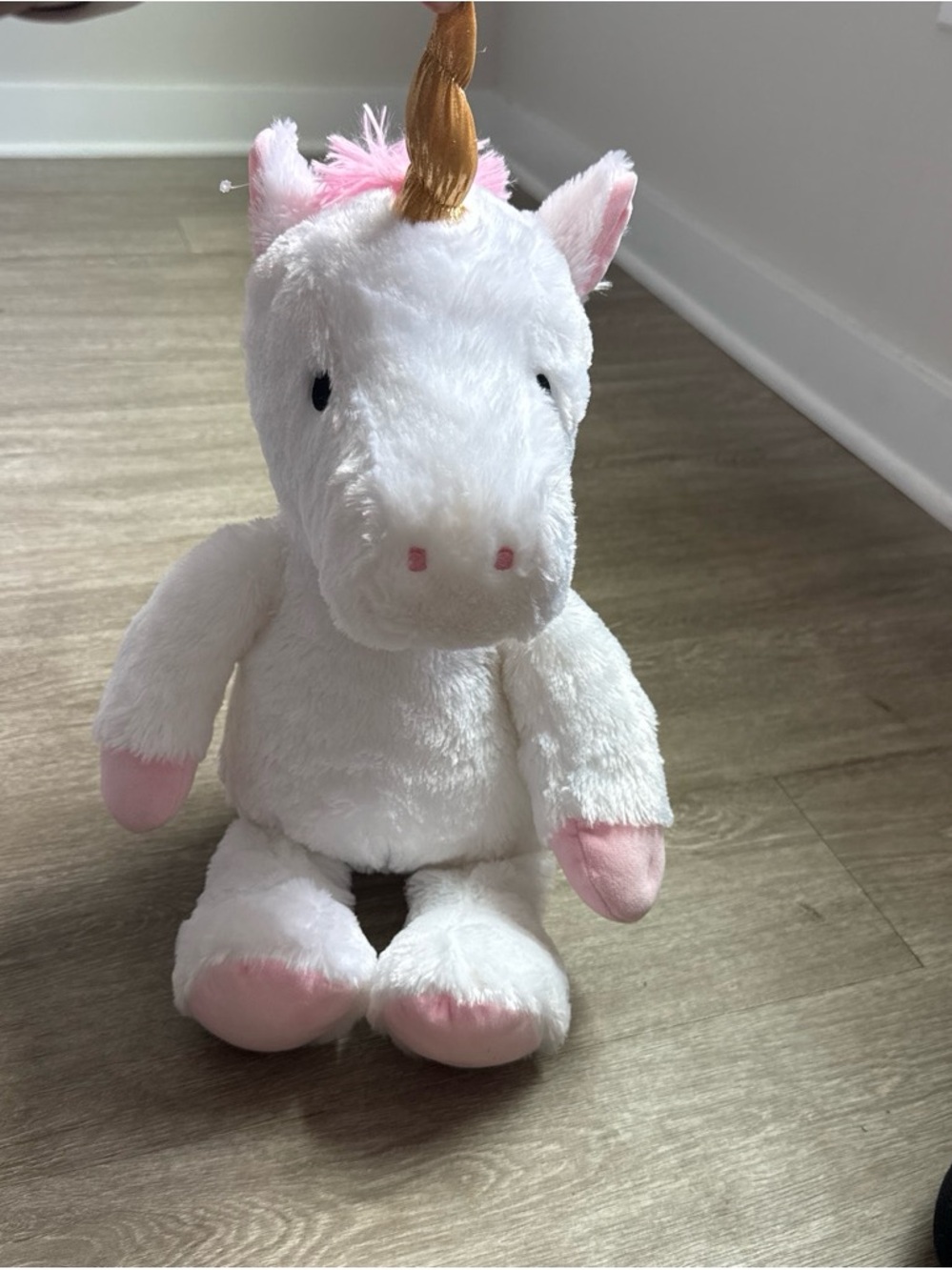 Spirit White Unicorn Plush with Pink Accents and Gold Horn